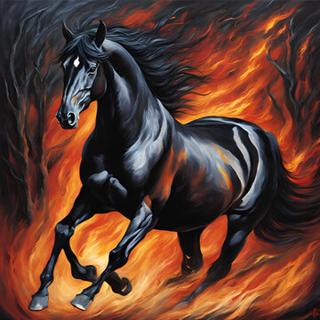 A hourse with fire