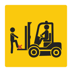 Isolated pictogram sign of safety industrial sign of do not ride on back and front of a forklift, forklift injury safety label