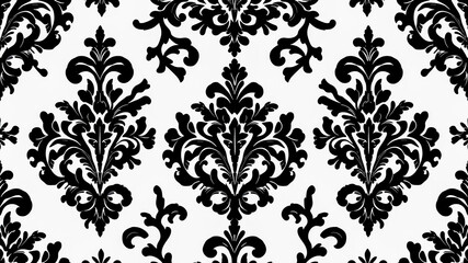 Obraz premium Damask seamless ornament. Fine vector traditional oriental black and white pattern