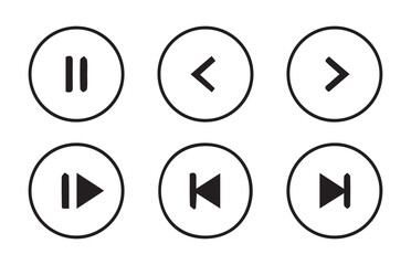 Media player icons collection.play, pause, media, online video, live, production, player, Solid icon collection.Vector Illustration