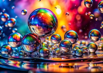 Captivating Air Bubbles from Water Falls with Colorful Backgrounds – Nature's Fluid Art