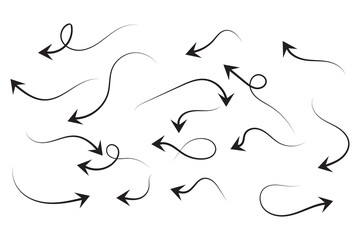 hand drawn Arrow set icon. long line arrow vector. flat style Arrow symbol. simple Arrow icon on a white background.