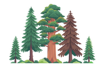 Fototapeta premium Colorful cartoon forest trees