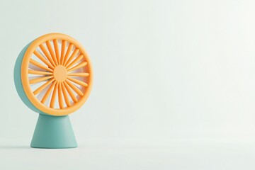 Minimalist 3D Rendering of a Cartoon Fan Icon with Rounded Edges