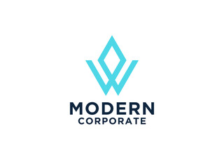 Fototapeta premium Initial Letter W Logo Three Colors Ribbon Business Logo Flat Monochrome Vector