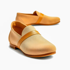 Pair of brown leather shoes isolated on white background 