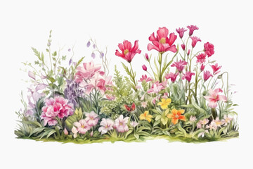 Fototapeta premium Vibrant watercolor garden flowers
