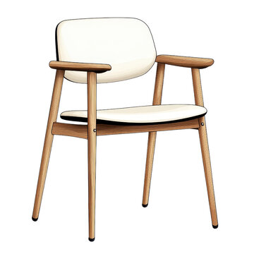 recommend clip art: Minimal line art style chair, isolated on white background. cutout png