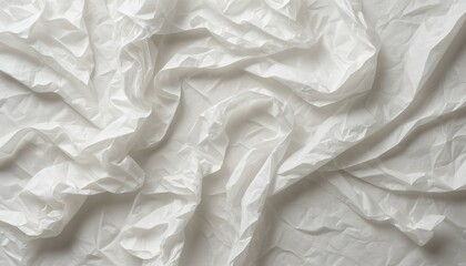 Obraz premium Crumpled white tissue paper texture with light shadows and delicate folds