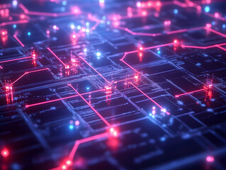 Fototapeta premium Abstract Cyber Network with Glowing Data Nodes