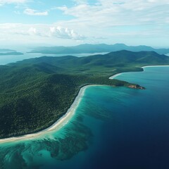 Aerial of the Whitsundays - Whitehaven Beach