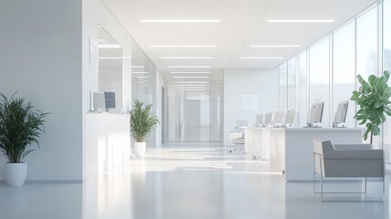 Fototapeta premium A bright, clean healthcare office with organized medical equipment, ideal for promoting professional healthcare and clinical settings
