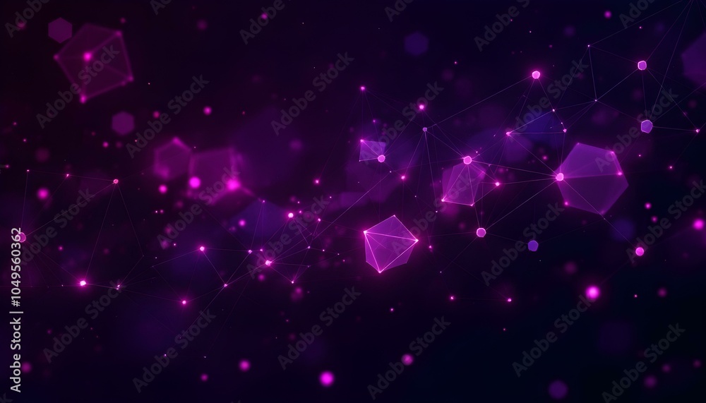 Aufkleber Abstract purple background with connecting dots and lines. Structure and communication. Abstract science geometrical network background. Technological background.