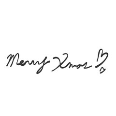 メリークリスマスのモノクロ線画手描きあしらい文字