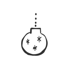 Obraz premium クリスマスオーナメントのモノクロ線画手描きイラストアイコン