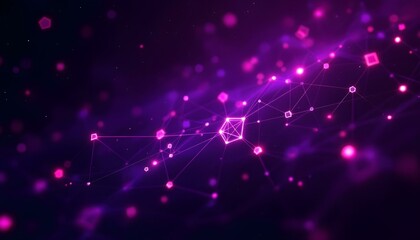 Abstract purple background with connecting dots and lines. Structure and communication. Abstract science geometrical network background. Technological background.