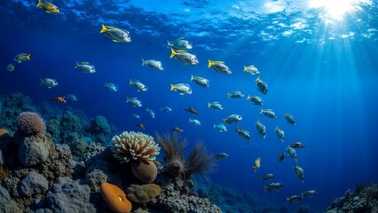 Fototapeta premium Light and shadow of the underwater world