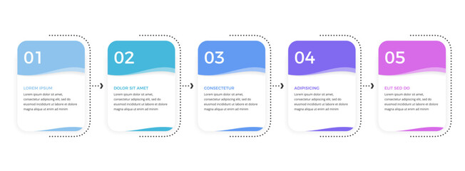 Five connected frames with numbers and place for your text, business infographics template, workflow chart, vector eps10 illustration