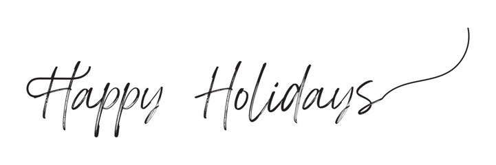 hand writing happy holidays and text, lettering. vector illustration.