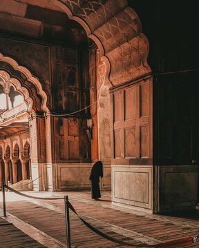 Inside of a beautiful architectural brown building