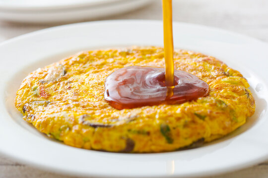 Sauce on egg omelette