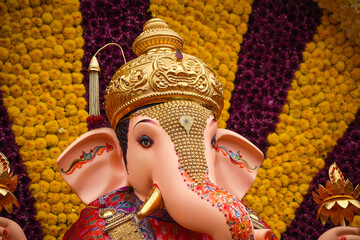 Close up shot of lord Ganesha