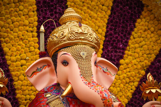 Close up shot of lord Ganesha