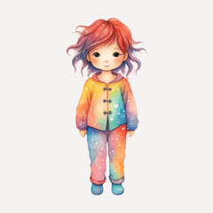 Colorful child illustration with pajamas