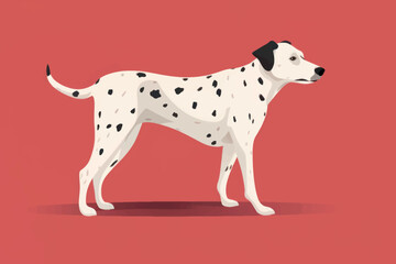 Spotted dog illustration on red