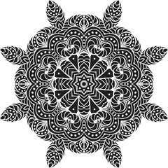 Mandala Line Art Easy Circular Pattern in the Form of a Mandala Decorative Ornament in Ethnic Oriental Style.