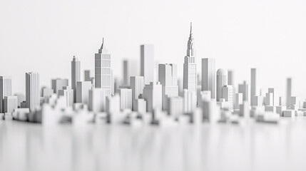 Fototapeta premium minimalist white model cityscape architecture skyline building concept render 3d