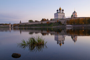 Early October morning at the Pskov Kremlin. Pskov, Russia