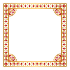 Rectangle frame with mandala Golden Certificate Border Pattern Line Photo Frame Islamic Wedding Invitation Background	