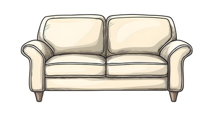 Hand Drawn Vintage Couch Illustration