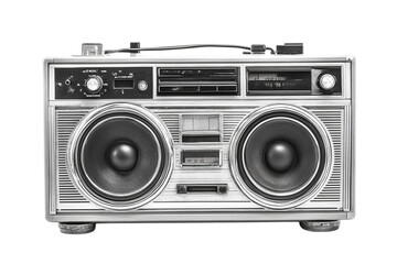 Obraz premium Retro Boombox Radio Stereo System with Powerful Speakers