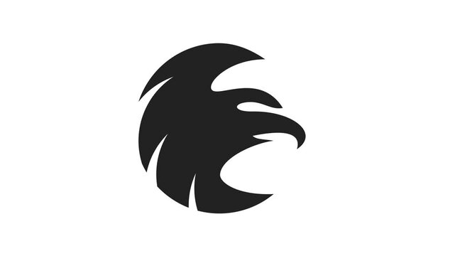 Eagle head in on white background. Eagle head logo animation