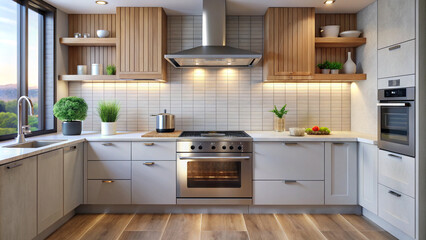 modern kitchen interior with kitchen
