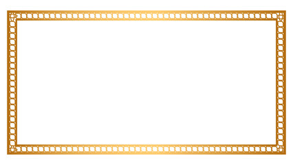 Shiny golden rectangle corner certificate border pattern line photo frame islamic wedding invitation card background