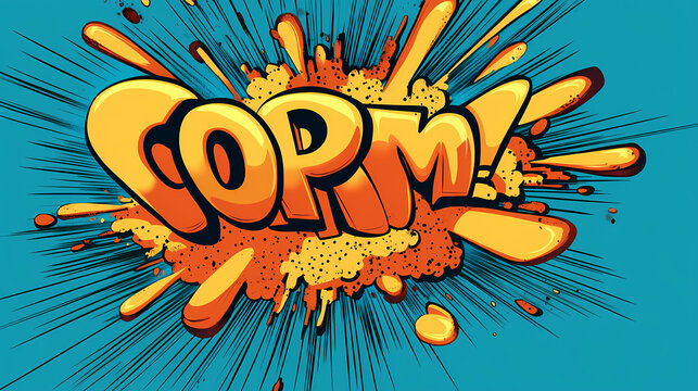 Comic book style oops explosion on blue background. Pop Art Comic. Illustration