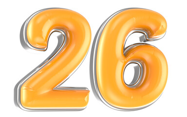 Number 3D Render Yellow