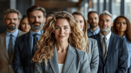 Obraz premium business professionals group photo diverse team smiling confident office