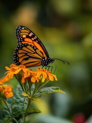 Vivid Monarch Butterfly on Wildflowers