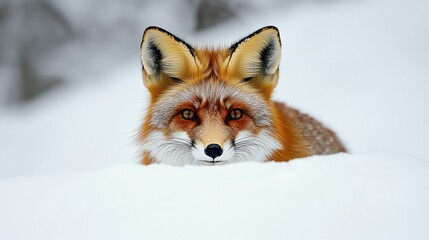 Obraz premium Enchanting Red Fox Peeking from the Snow