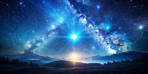 Blue Glow Effect with Double Exposure, Stars and Particles for Stunning Visuals