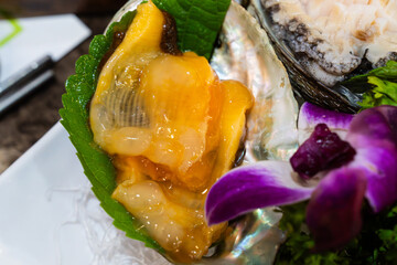 sashimi of sea pineapple on the dish