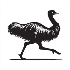 Fototapeta premium Emu Flightless bird Silhouette Design - Emu Vector illustration in black and white