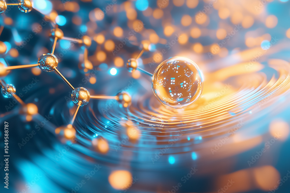Poster conceptual visualization of quantum computing components blending with glowing particles in a vibran