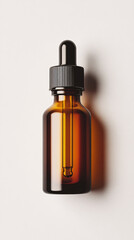 amber glass dropper bottle mockup on white background 3d rendering