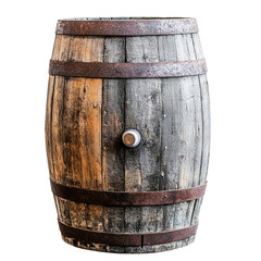 Obraz premium Rustic Wooden Barrel with Metal Bands and Spigot