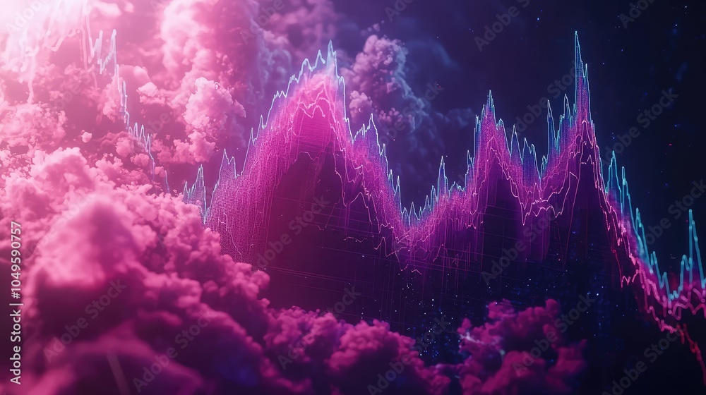 Poster rising dynamic stock chart in abstract style
